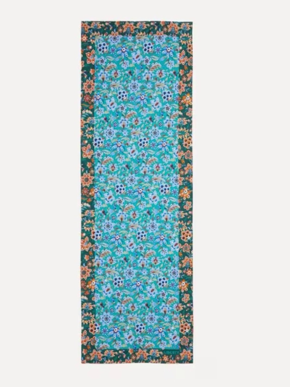 Liberty of London Floral Silk Scarf in Teal, Red, Blue Arabella 70x200 cm